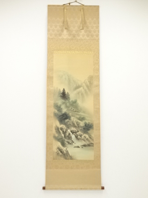 道具 ] - 道具 湖舟筆 山水 肉筆絹本掛軸 | ネットショップ圭 netshop